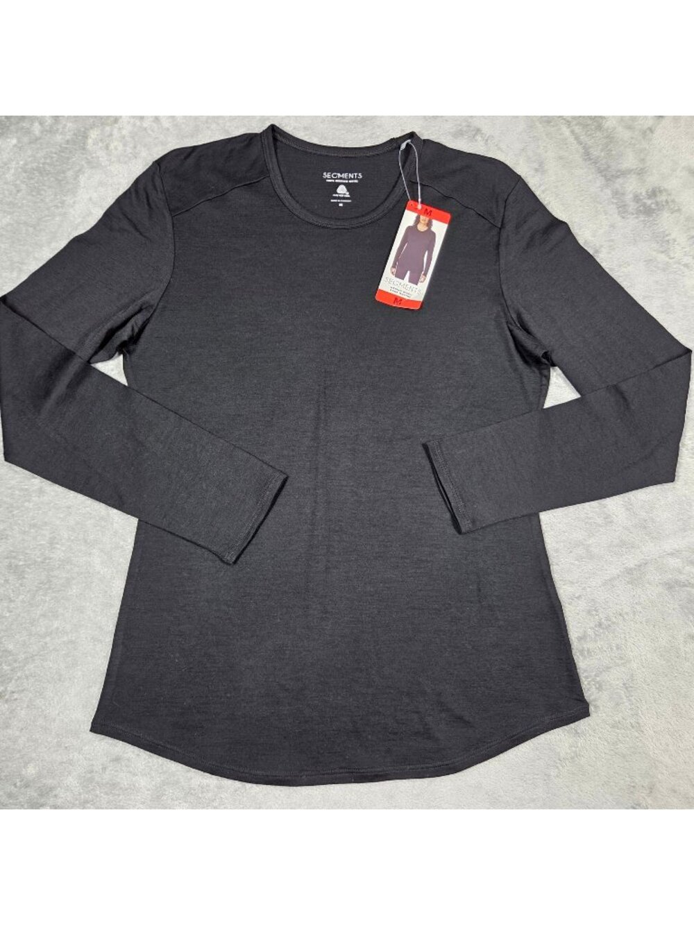 Segments Top Womens Medium Black Merino Wool Base Layer Outdoor Hiking NEW